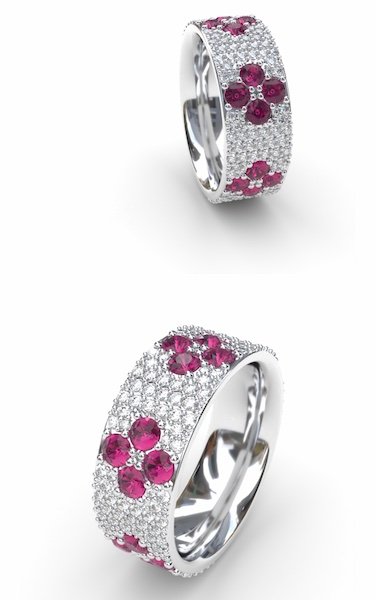 Braided Three Stone Engagement Ring Platinum and Ruby 7 - Doron Merav